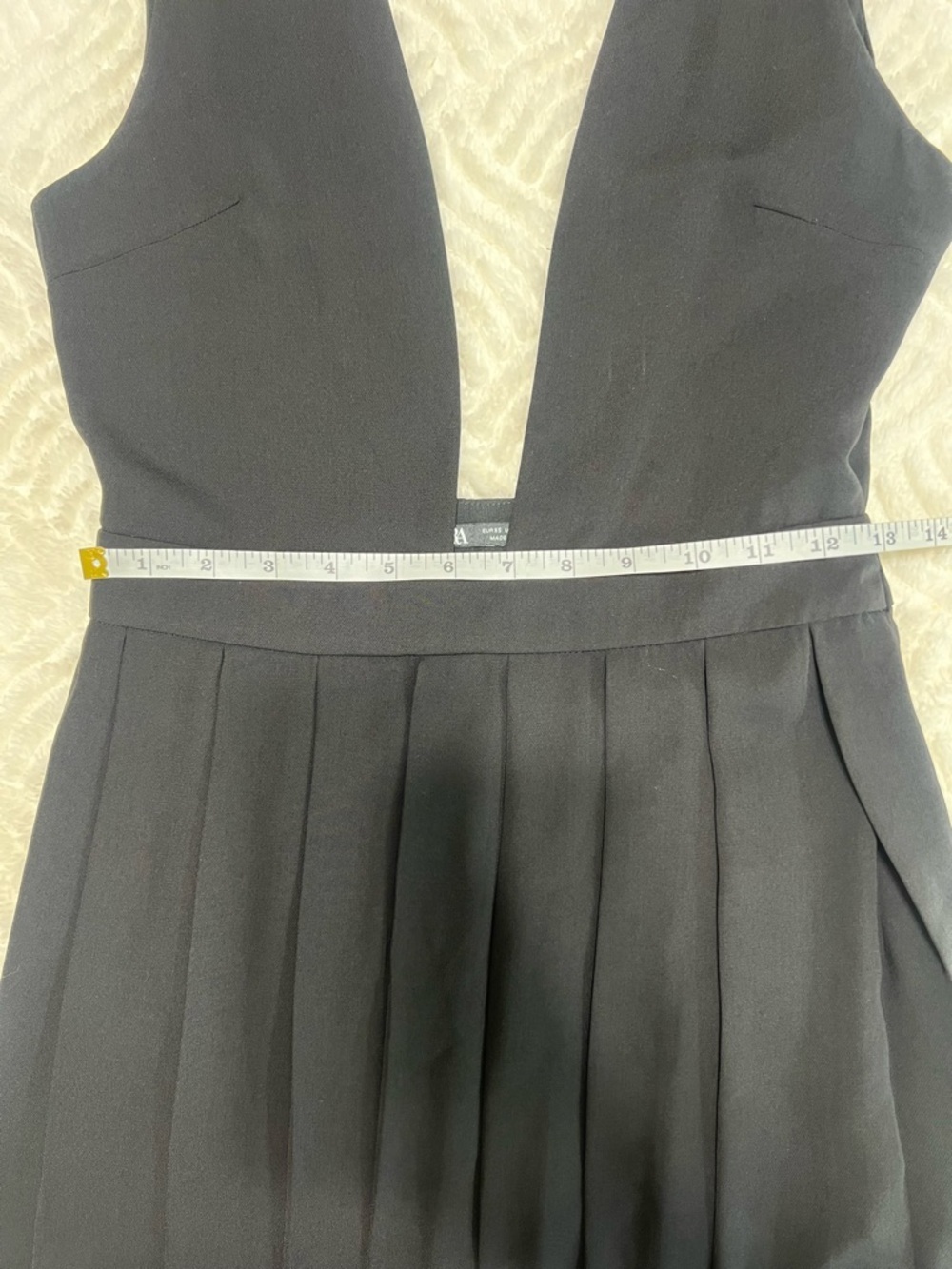 Zara Black Pleated Skater Dress Deep V Sleeveless Mini XS - Picture 10 of 12